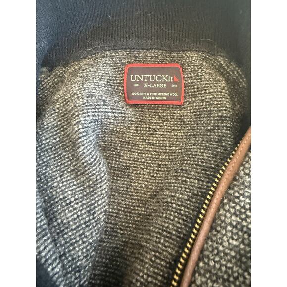 UNTUCKit Mens 100% Merino Wool Knit Sweater Size XL 1/4 Zip Navy Preppy Nautical - Picture 6 of 9